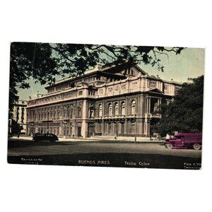 Vintage Buenos Aires Teatro Colon Postcard Theater Building Travel Architecture
